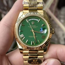 Rolex Day Date 40 YG 228238 KF 1:1 Best Edition Green Roman Dial on President Bracelet (Gain Weight)