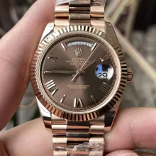 Rolex Day Date 40 RG 228235 KF 1:1 Best Edition Brown Roman Dial on President Bracelet (Gain Weight)