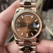 Rolex Day Date 40 RG 228235 KF 1:1 Best Edition Brown Crystal Dial on President Bracelet (Gain Weight)