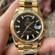 Rolex Day Date 40 YG 228238 KF 1:1 Best Edition Black Crystal Dial on President Bracelet (Gain Weight)