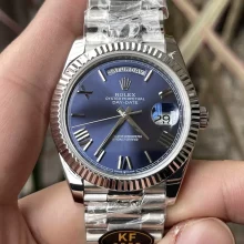 Rolex Day Date 40 SS 228239 KF 1:1 Best Edition Blue Roman Dial on President Bracelet (Gain Weight)