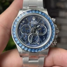 Rolex Daytona Arolla SONIC Best Edition Blue Crystal Skeleton Dial Diamonds Bezel