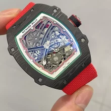 RICHARD MILLE RM67-02 Black NTPT Best Edition Skeleton Dial Red Nylon strap V5