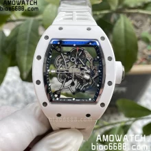 Richard Mille RM055 White Ceramic ZF 1:1 Best Edition Shark fin strap RMUL2 Super Clone V2