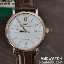 IWC Portofino IW356504 RG V7F 1:1 Best Edition White Dial on Light Brown Leather Strap