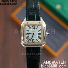 Cartier Santos Dumont W2SA0012 Small F1 Factory 1:1 Best Edition white Dial on Black Leather Strap Quartz