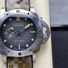 Panerai  PAM1518 Submersible 44mm VSF 1:1 Best Edition Gray Ombre Dial on Camouflage Strap P900