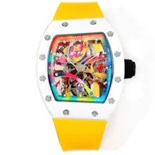 RICHARD MILLE RM68-01 RMF Best Edition White ceramic case Yellow Rubber Strap Tourbillon