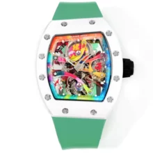 RICHARD MILLE RM68-01 RMF Best Edition White ceramic case Green Rubber Strap Tourbillon