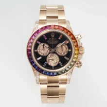 Rolex Daytona RG SONIC Best Edition Black Dial Rainbow Bezel on RG Bracelet SA4130