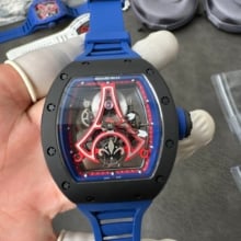 RICHARD MILLE RM52-03  RM5203 RMF Best Edition Black ceramic case Blue Rubber Strap Tourbillon