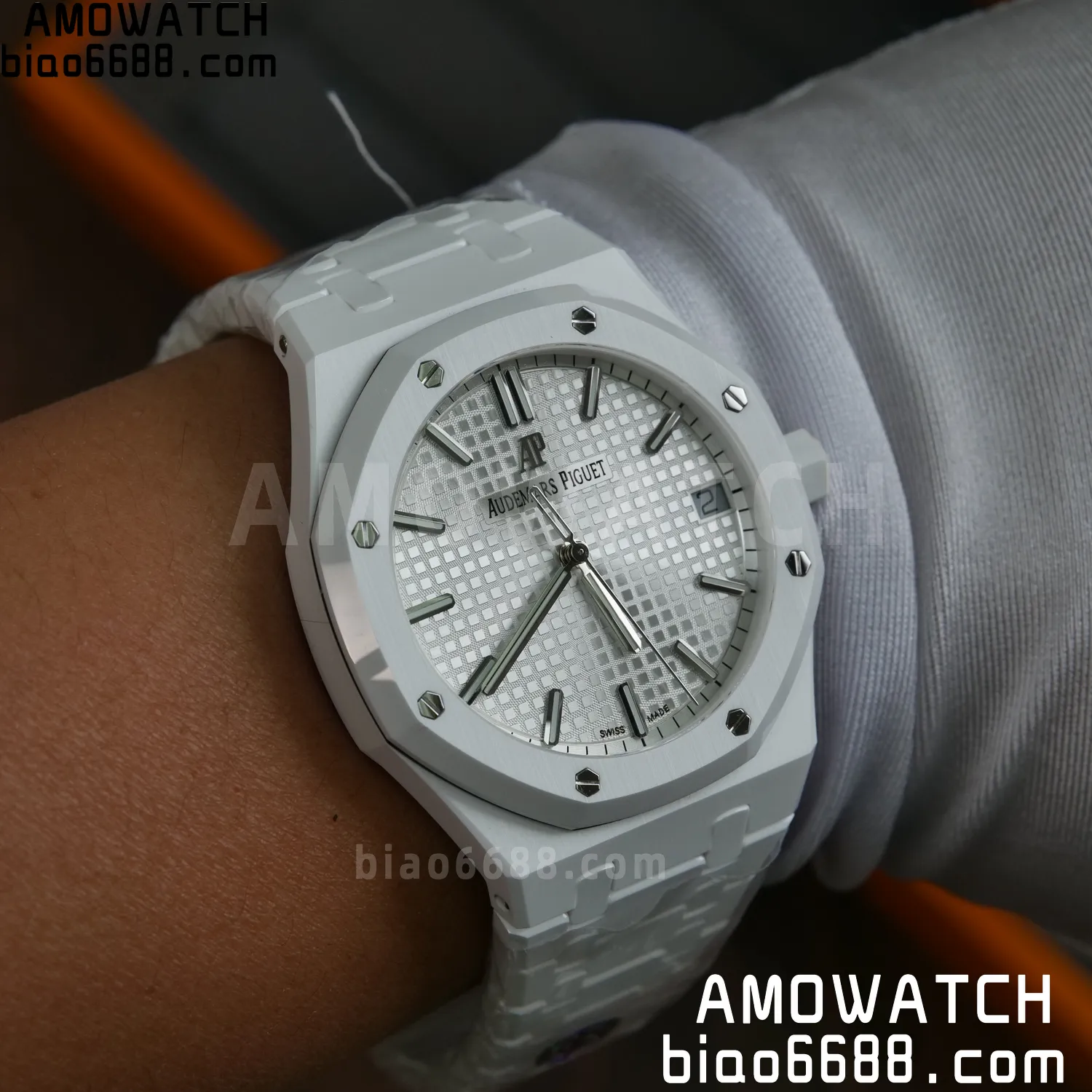 AP Royal Oak 41mm 15500 White Ceramic APSF 1:1 Best Edition White Dial on Ceramic Bracelet A4302 77 4bd7e3049902905 AMO Watch
