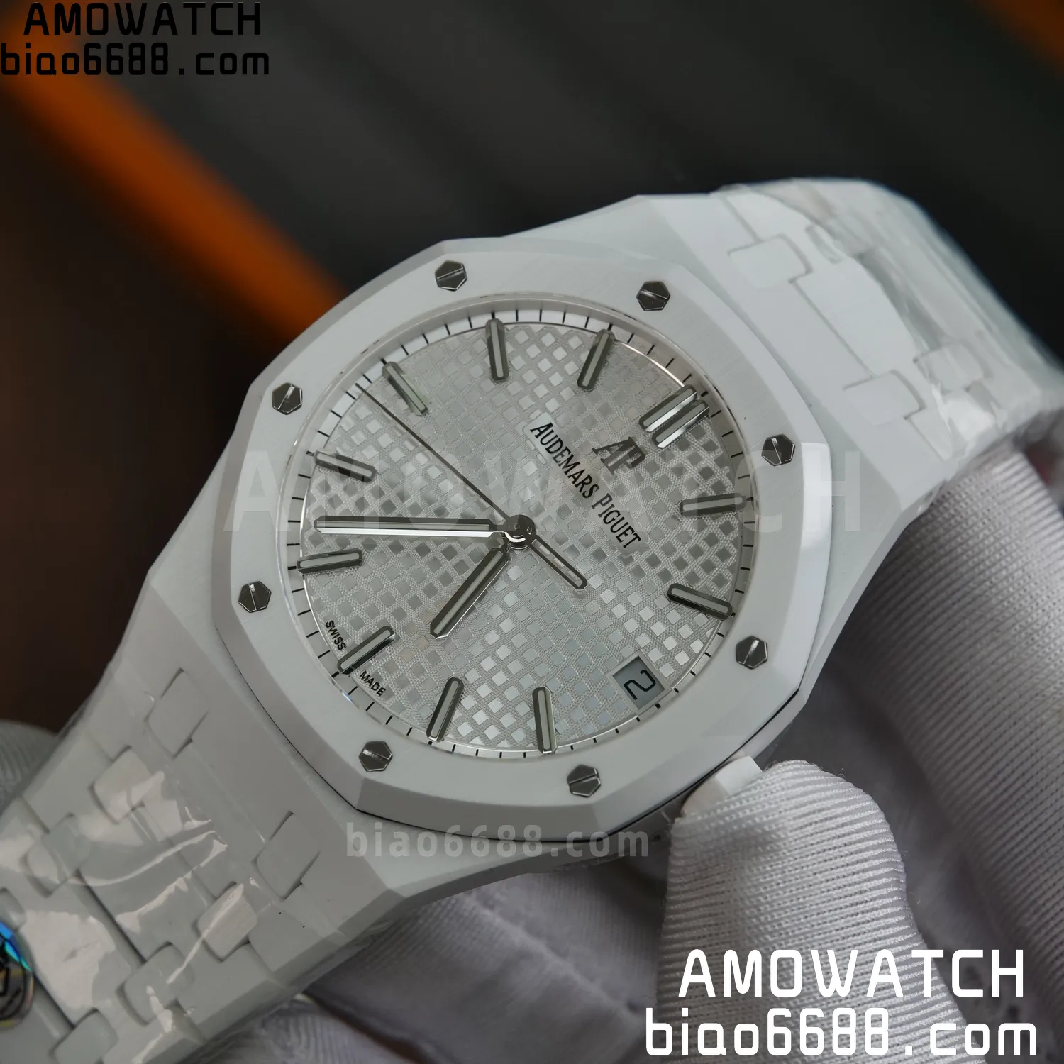 AP Royal Oak 41mm 15500 White Ceramic APSF 1:1 Best Edition White Dial on Ceramic Bracelet A4302 67 5758ea8e4ece714 AMO Watch