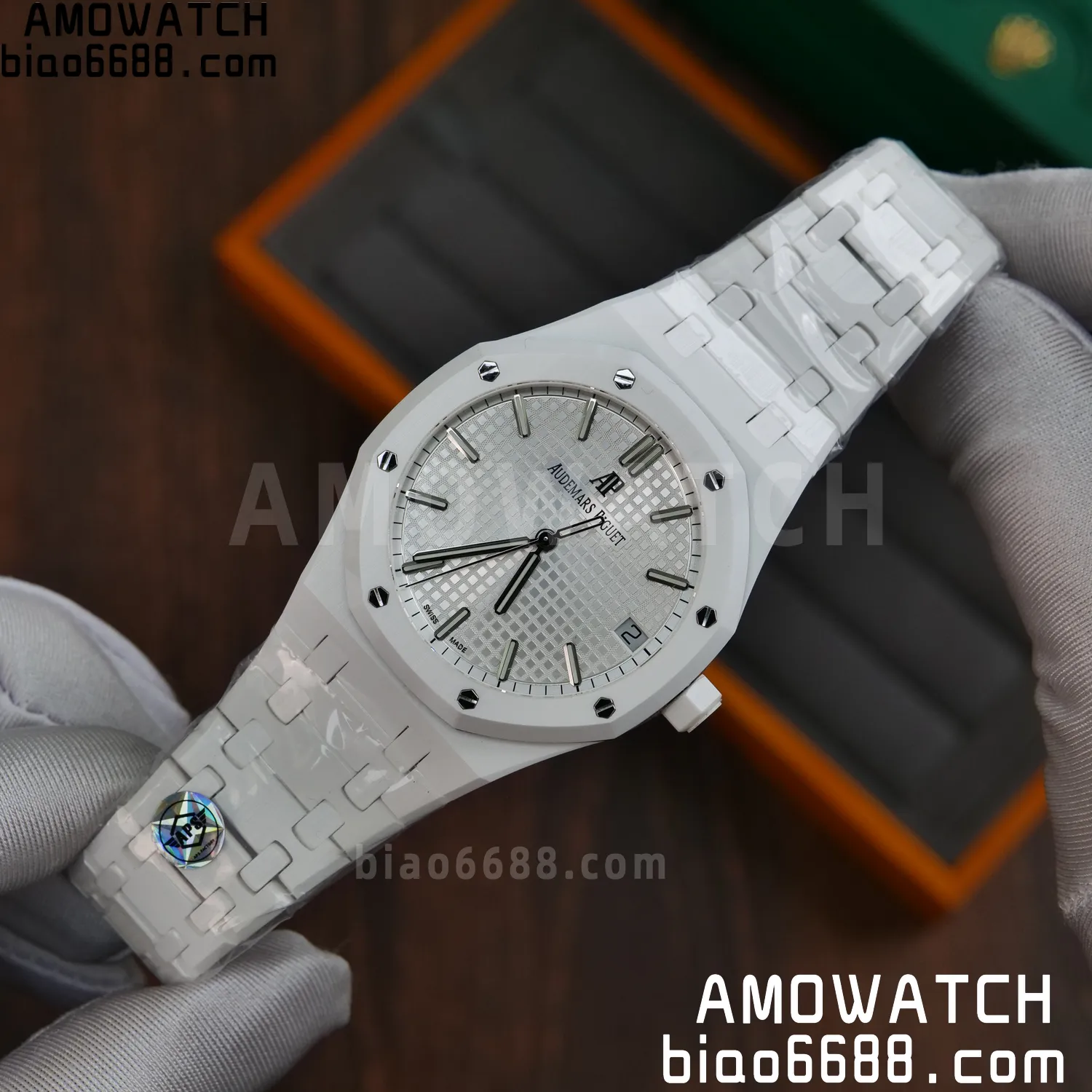 AP Royal Oak 41mm 15500 White Ceramic APSF 1:1 Best Edition White Dial on Ceramic Bracelet A4302 57 ab93dd69d5990f1 AMO Watch