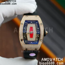 Richard Mille RM07 RM07-01 RG Ladies ZF 1:1 Best Edition Black Diamonds Dial on Black Rubber Strap