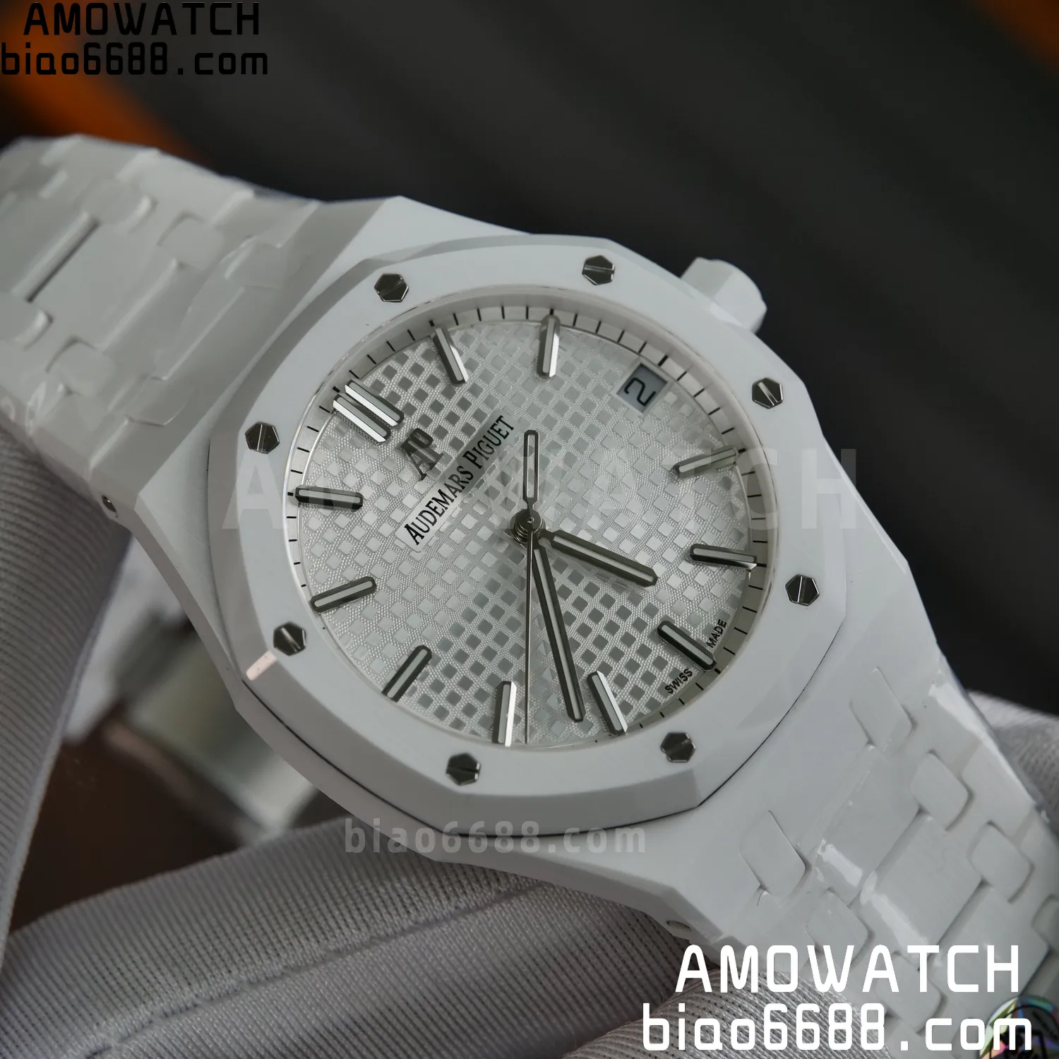 AP Royal Oak 41mm 15500 White Ceramic APSF 1:1 Best Edition White Dial on Ceramic Bracelet A4302 66 da8a56e170a430c AMO Watch