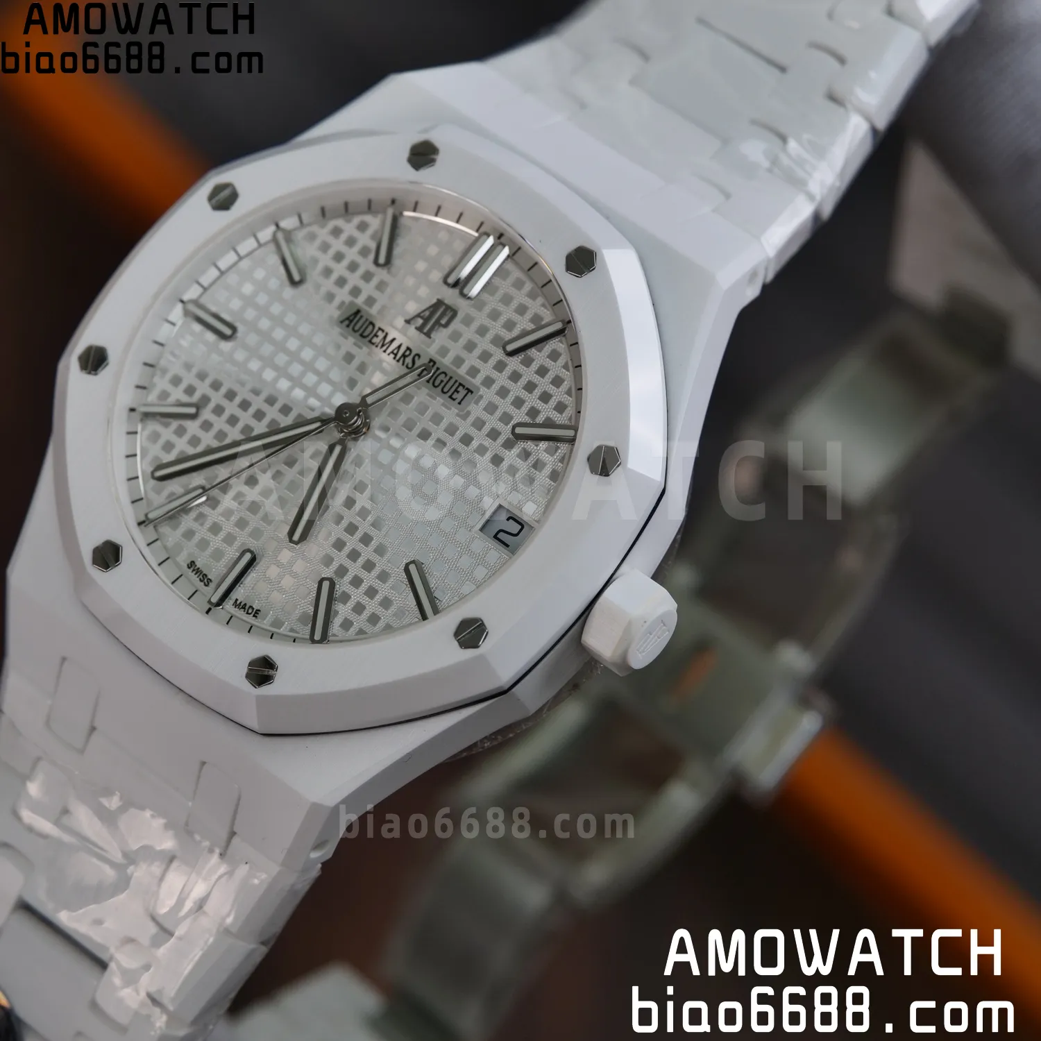 AP Royal Oak 41mm 15500 White Ceramic APSF 1:1 Best Edition White Dial on Ceramic Bracelet A4302 65 decc3aa58cd25f1 AMO Watch