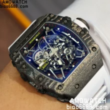 Custom Made FMILLE RM035 RM35-02 Black Carbon Red Rubber Strap Vaucher RMUL1