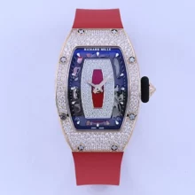 Richard Mille RM07 RM07-01 RG Ladies ZF 1:1 Best Edition Red Diamonds Dial on Red Rubber Strap
