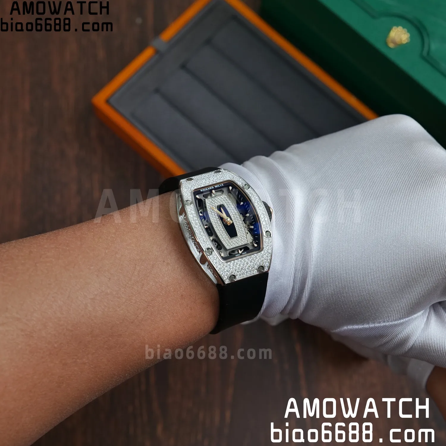 Richard Mille RM07 RM07-01 Ladies ZF 1:1 Best Edition Black Diamonds Dial Black Rubber Strap 77 6f561a51dcbfdf9 阿默表行AmoWatch