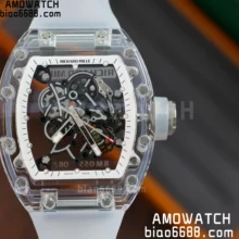 Richard Mille RM055 Crystal SONIC Best Edition White Inner Bezel Gray Crown on Transparent Rubber Strap
