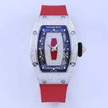 Richard Mille RM07 RM07-01 Ladies ZF 1:1 Best Edition Red Diamonds Dial on Red Rubber Strap