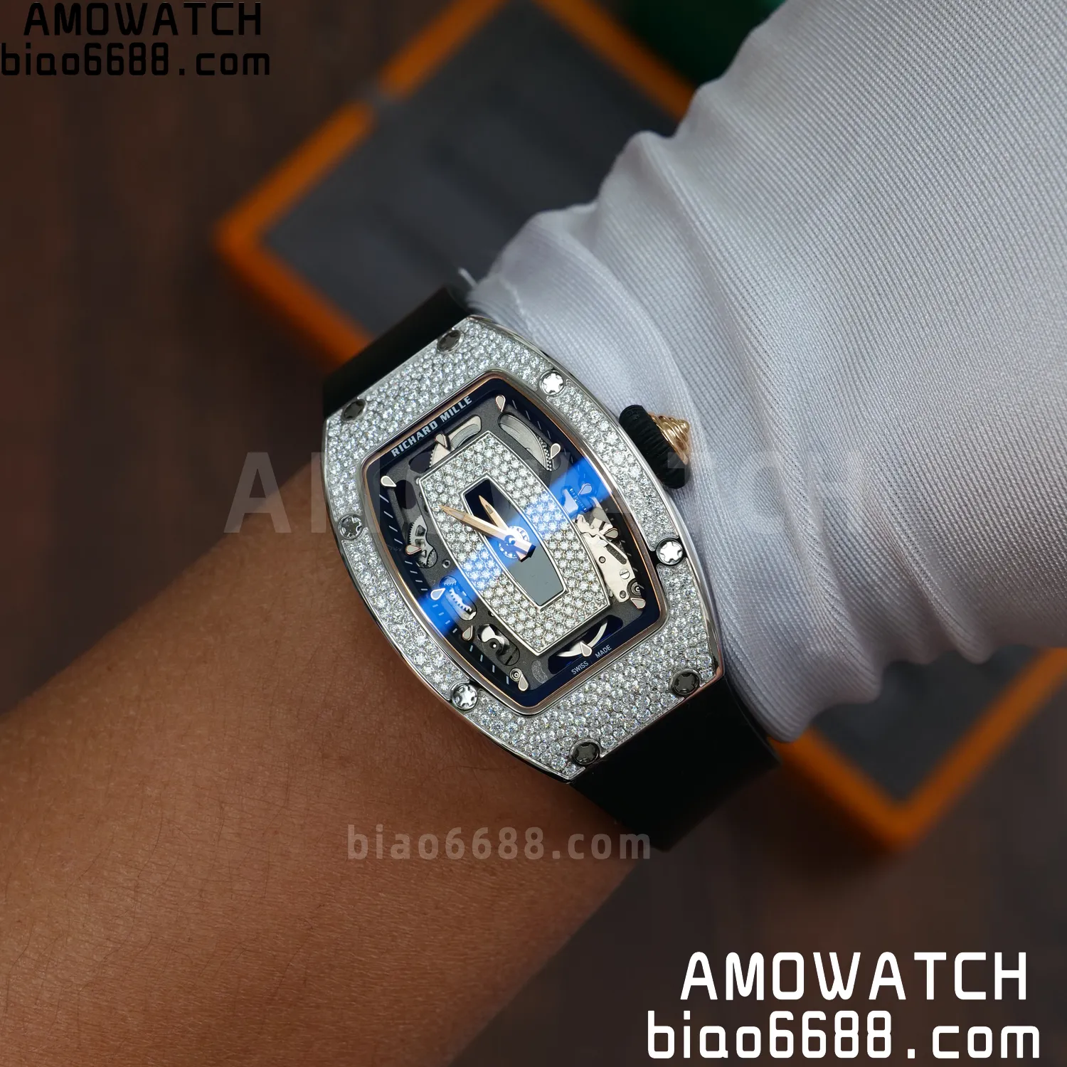 Richard Mille RM07 RM07-01 Ladies ZF 1:1 Best Edition Black Diamonds Dial Black Rubber Strap 75 90e9b3e1d387169 阿默表行AmoWatch