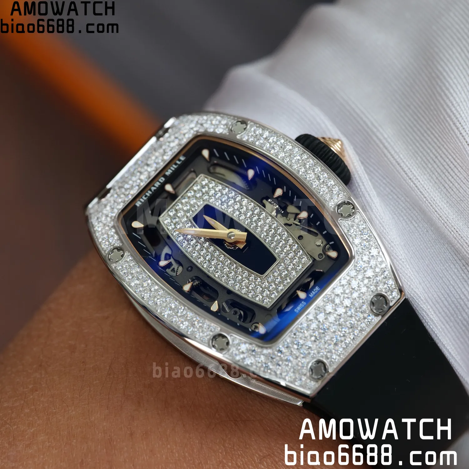 Richard Mille RM07 RM07-01 Ladies ZF 1:1 Best Edition Black Diamonds Dial Black Rubber Strap 78 af2be84f6443670 阿默表行AmoWatch