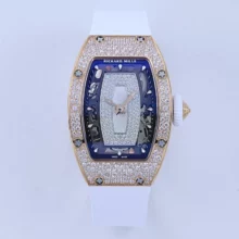 Richard Mille RM07 RM07-01 RG Ladies ZF 1:1 Best Edition White Diamonds Dial White Rubber Strap