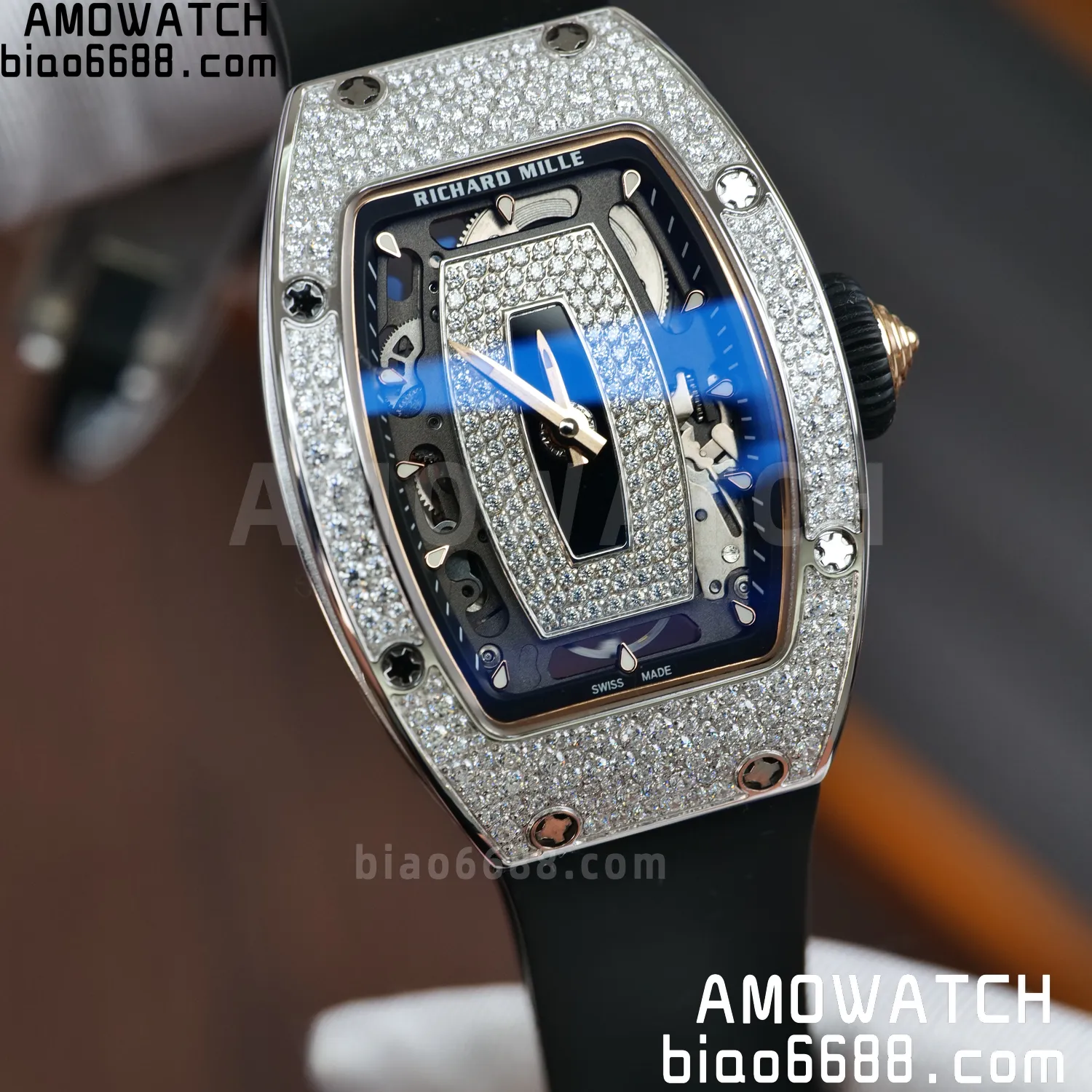 Richard Mille RM07 RM07-01 Ladies ZF 1:1 Best Edition Black Diamonds Dial Black Rubber Strap 70 dfa7be5770d92bd 阿默表行AmoWatch
