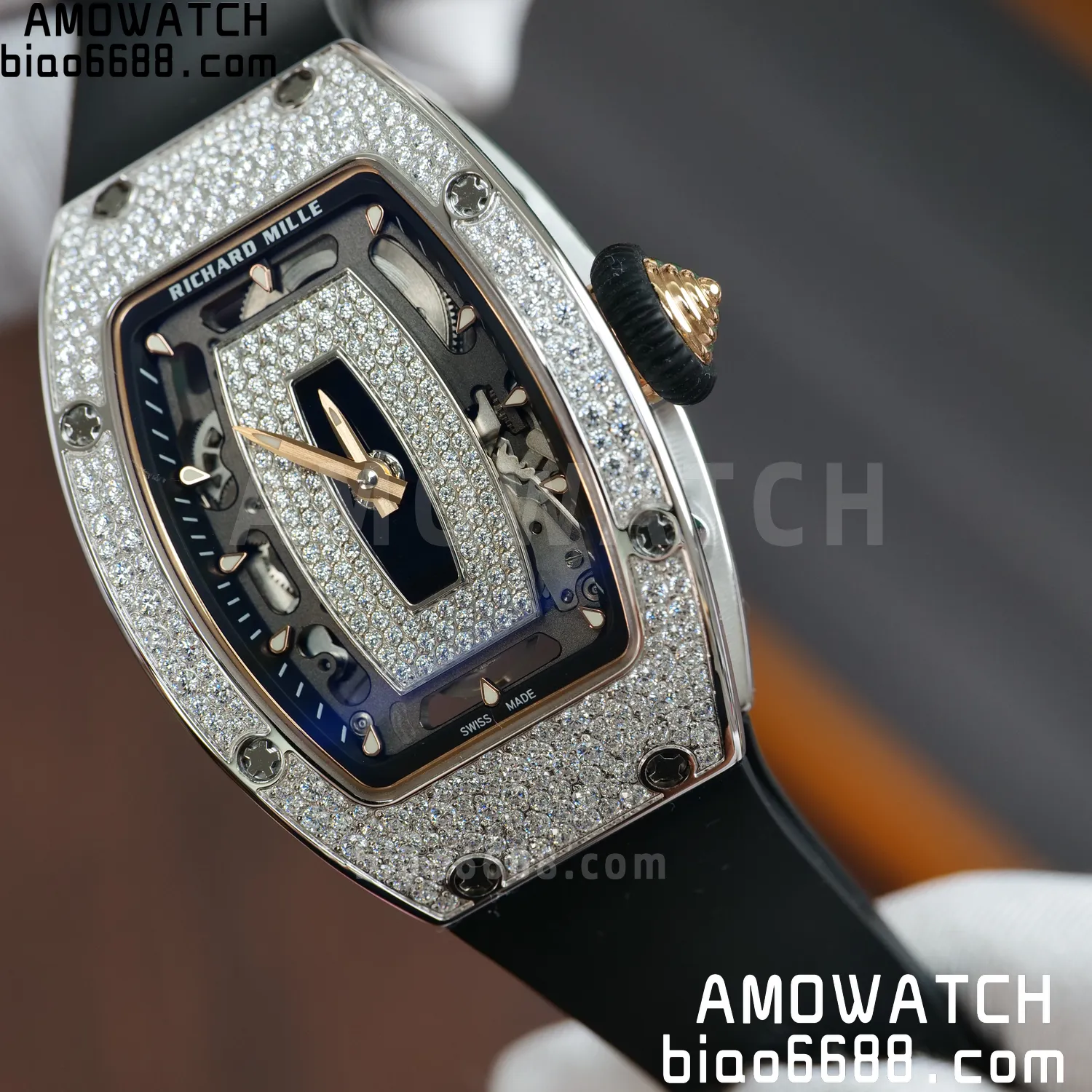 Richard Mille RM07 RM07-01 Ladies ZF 1:1 Best Edition Black Diamonds Dial Black Rubber Strap 69 e28ec21451cb926 阿默表行AmoWatch
