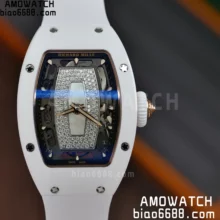 RM07 Ladies White Ceramic ZF 1:1 Best Edition Red Dial on White Rubber Strap CRMA2 Clone