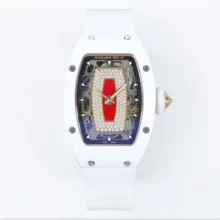 RM07 Ladies White Ceramic ZF 1:1 Best Edition Red Dial on White Rubber Strap CRMA2 Clone