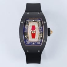 RM07 Ladies Black Ceramic ZF 1:1 Best Edition Red Dial on Black Rubber Strap CRMA2 Clone