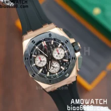 AP Royal Oak Offshore 43mm 26420ro RG APSF 1:1 Best Edition Black Dial on Black Leather Super Clone 4401