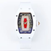 RM07 Ladies White Ceramic ZF 1:1 Best Edition Red Dial on White Rubber Strap CRMA2 Clone
