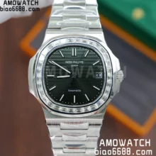 Custom Made Patek Philippe Nautilus Tiffany Logo Green Dial 5711 Moissanite Bezel TOP