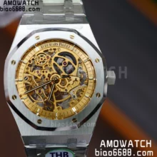 AP Royal Oak 41mm Skeleton 15407 SS THB Factory 1:1 Best Edition YG Skeleton Dial on SS Bracelet A3132 V2