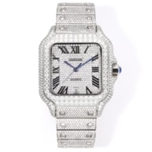 Santos de Cartier 40mm Mossanite F4F 1:1 Best Edition Mossanite Dial on Mossanite Bracelet