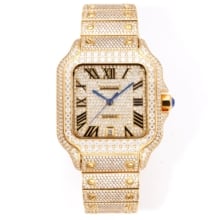 Santos de Cartier 40mm YG Mossanite F4F 1:1 Best Edition Mossanite Dial on Mossanite Bracelet