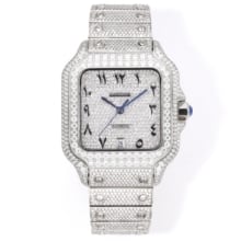 Santos de Cartier 40mm Mossanite F4F 1:1 Best Edition Mossanite Dial on Mossanite Bracelet
