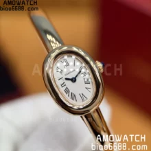 Cartier Baignoire 18.7mm RG WGBA0036 BBAF 1:1 Best Edition White Dial on RG Bracelet Ronda Quartz