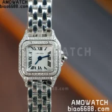 Cartier Panthère  20mm WJPN0046 BVF 1:1 Best Edition SS White Dial Diamonds Bezel on SS Bracelet Ronda Quartz