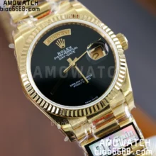 Rolex DayDate YG 128238 36mm QF 1:1 Best Edition Black Dial (Gain Weight)