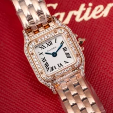 Cartier Panthère 20mm WJPN0068 BVF 1:1 Best Edition RG White Dial Diamonds Bezel on RG Bracelet Ronda Quartz