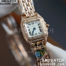 Cartier Panthère 20mm WJPN0068 BVF 1:1 Best Edition RG White Dial Diamonds Bezel on RG Bracelet Ronda Quartz