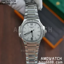 Nautilus 7118 Ladies SS PPF 1:1 Best Edition White Dial Diamonds Bezel on SS Bracelet 330 CS