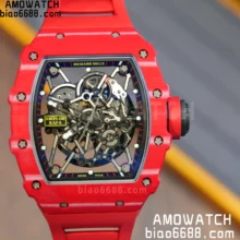 RICHARD MILLE RM35-02 RM3502 Red NTPT APSF 1:1 Best Edition Skeleton Dial on Red Rubber Strap RMAL1 Super Clone (Free Sprung) V2