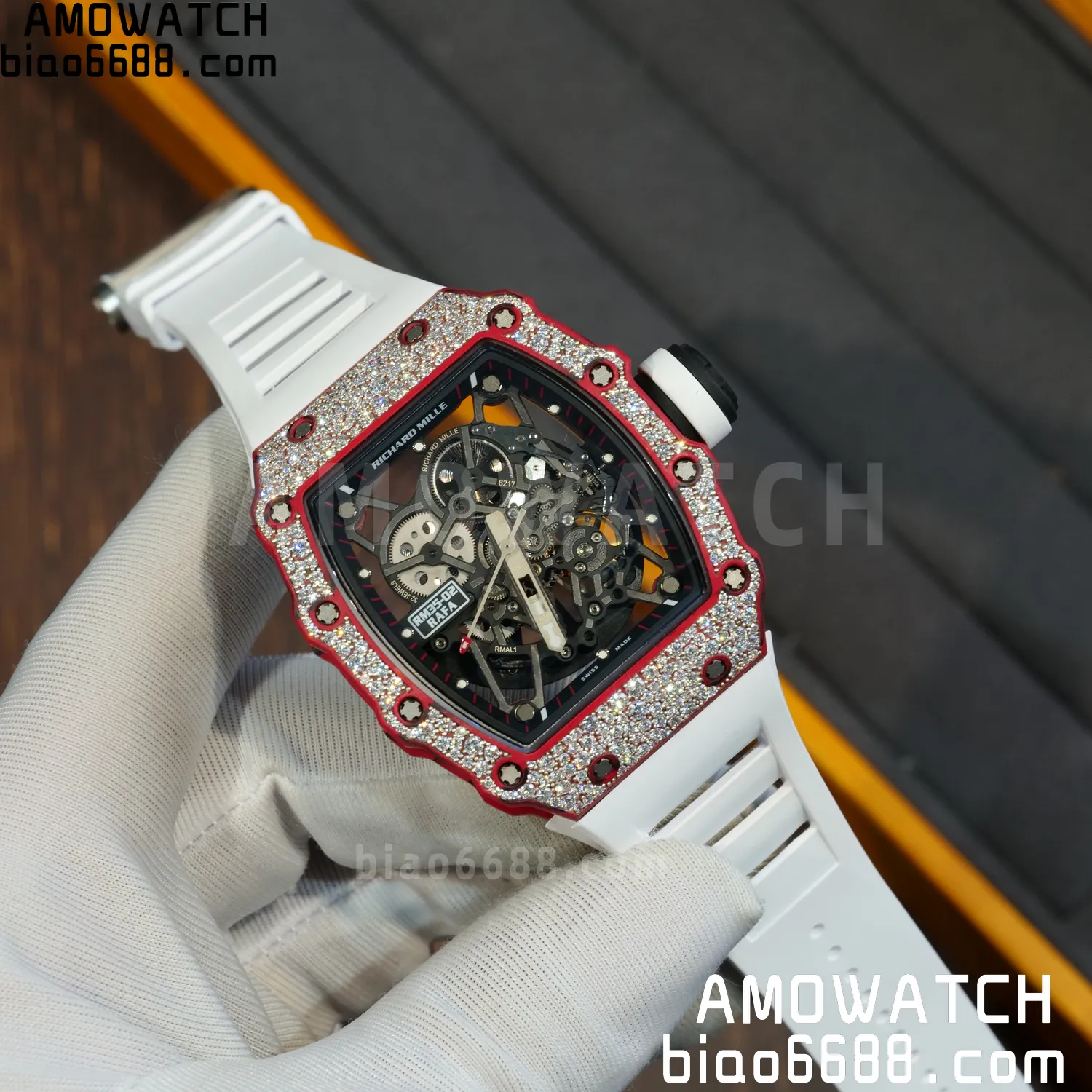 Custom Made RICHARD MILLE RM035 RM35-02 RM3502 Red NTPT Carbon on White Rubber Strap Vaucher RMUL1 87 1a5f310c711a15a AMO Watch