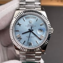 Rolex Day Date 40 SS 228236 RCF 1:1 Best Edition Ice Blue Roman Dial on President Bracelet VR3255 (211g)
